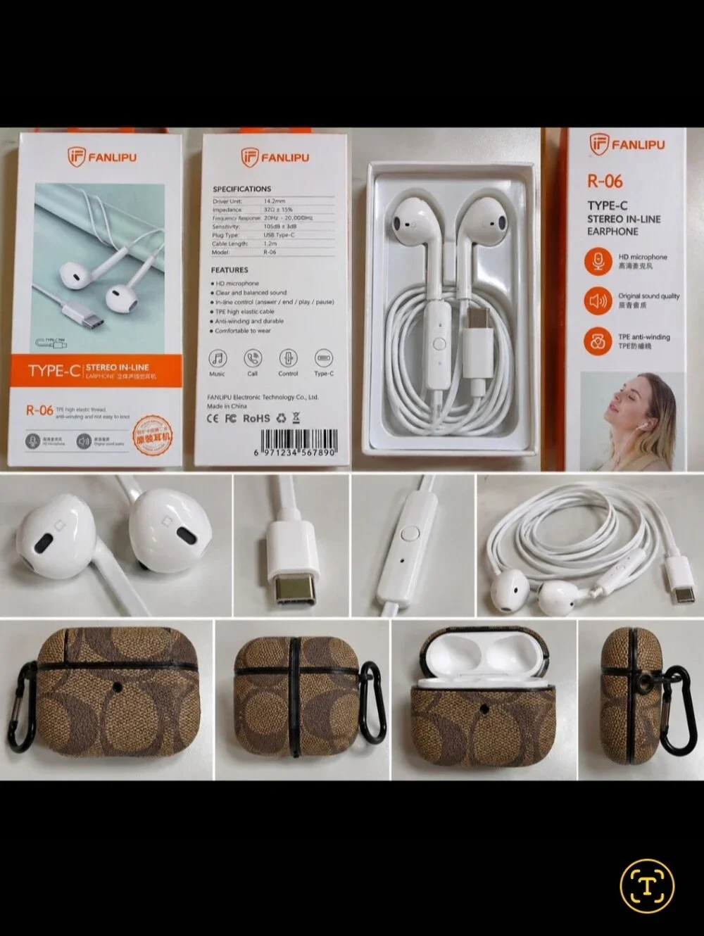 Type-C White Earbuds with Carrying Case